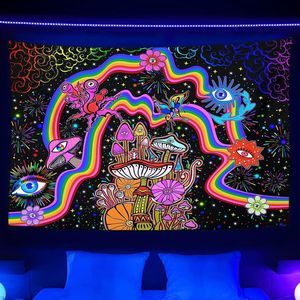Psychedelic Blacklight Tapestry with Rainbow Colors